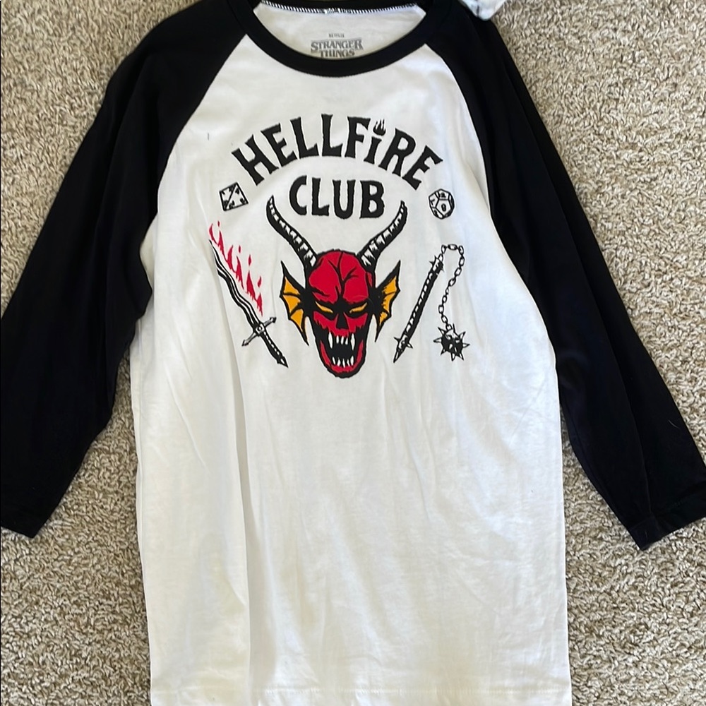 Black and White Long Sleeve Raglan Tee with Graphic Design